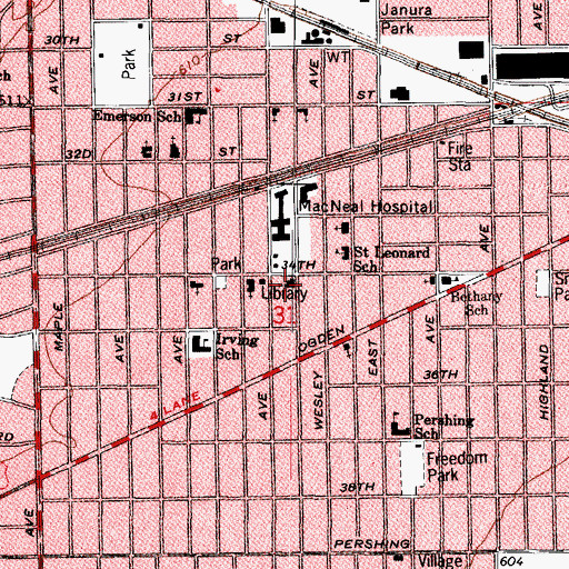 Topographic Map of Saint Michael and All Angels Church, IL