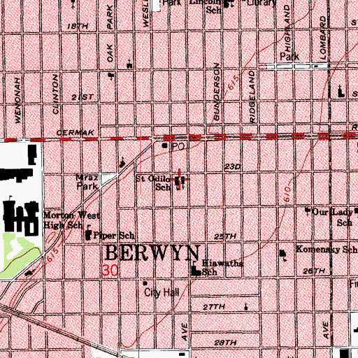 Topographic Map of Saint Odilo Church, IL