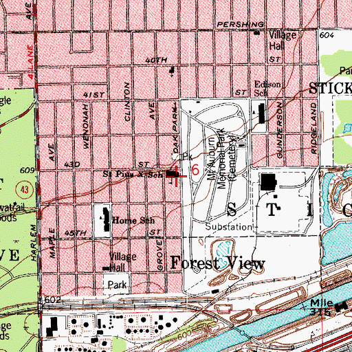 Topographic Map of Saint Pius X Church, IL