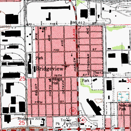 Topographic Map of First Baptist Church, IL