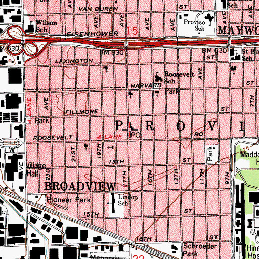 Topographic Map of Broadview Missionary Baptist Church, IL