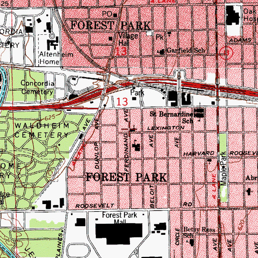 Topographic Map of Chicagoland Christian Center, IL