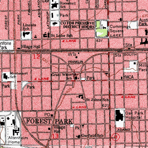 Topographic Map of Saint Paul's Lutheran Church, IL