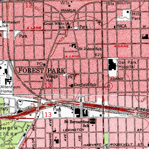 Topographic Map of Saint Peter's Evangelical Lutheran Church, IL