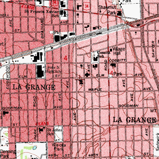 Topographic Map of Emmanuel Episcopal Church, IL