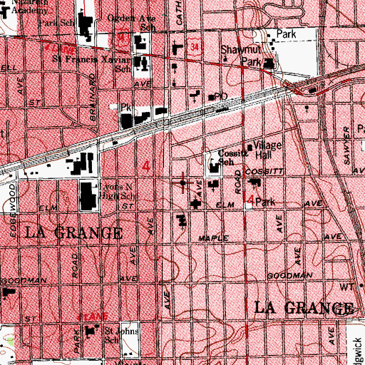 Topographic Map of First Church of Christ, IL