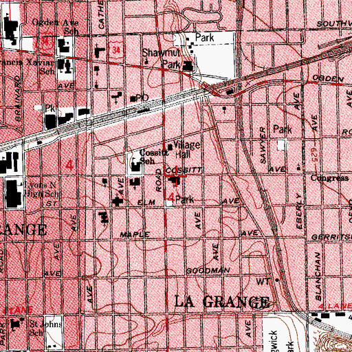Topographic Map of First Congregational Church, IL