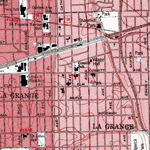 Topographic Map of First United Methodist Church, IL