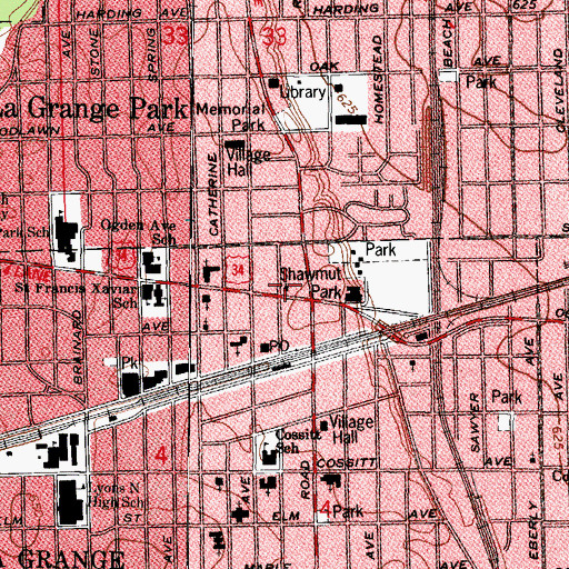 Topographic Map of Lagrange Seventh Day Adventist Church, IL
