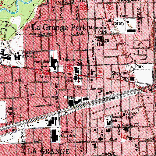 Topographic Map of Saint Francis Xavier Church, IL