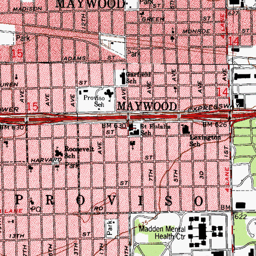 Topographic Map of Saint Eulalia Church, IL