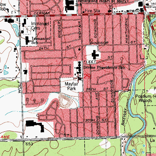 Topographic Map of Divine Providence Church, IL