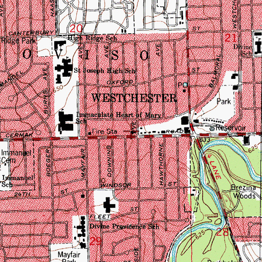 Topographic Map of Westchester Bible Church, IL