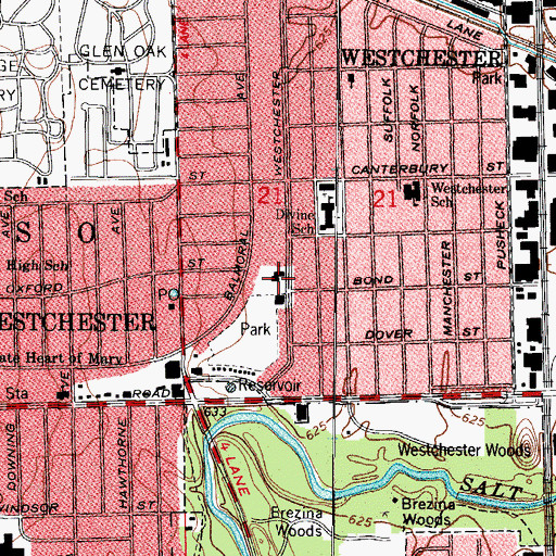 Topographic Map of Westchester Community Church, IL