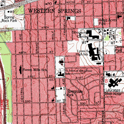Topographic Map of Saint John of the Cross Church, IL