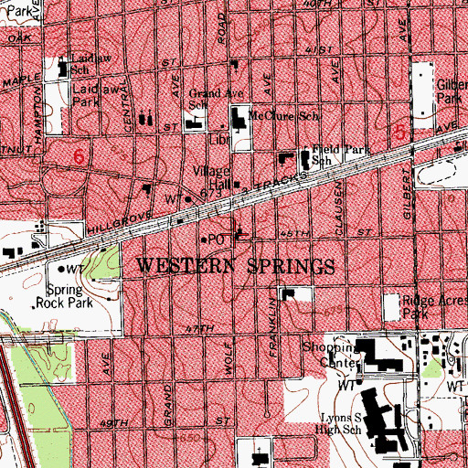 Topographic Map of Western Springs Baptist Church, IL