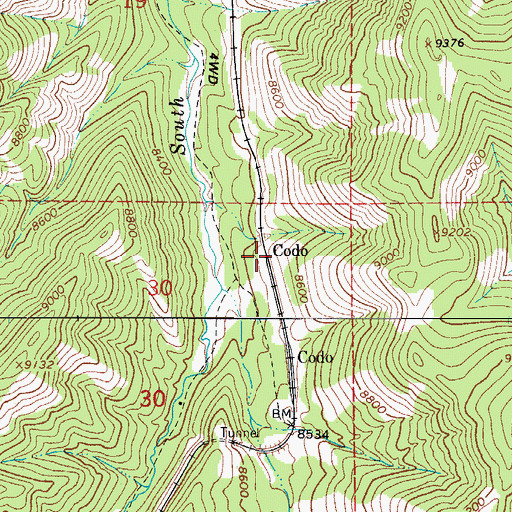 Topographic Map of Codo, CO