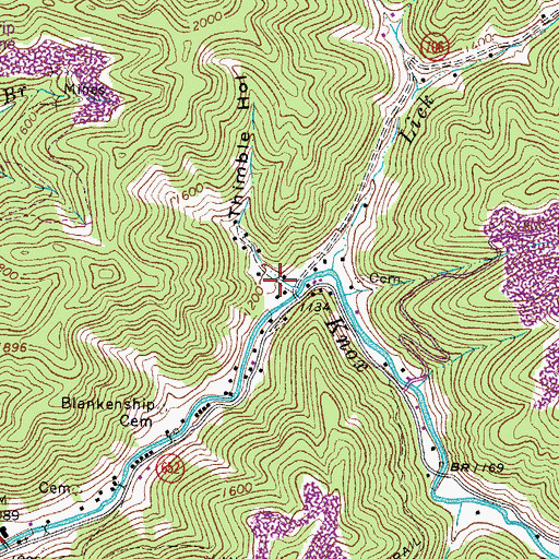 Topographic Map of Thimble Hollow, VA