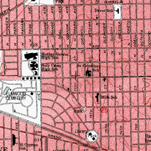 Topographic Map of United Methodist Church of Elmwood Park, IL