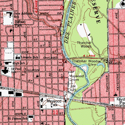 Topographic Map of Alpha and Omega Baptist Church, IL
