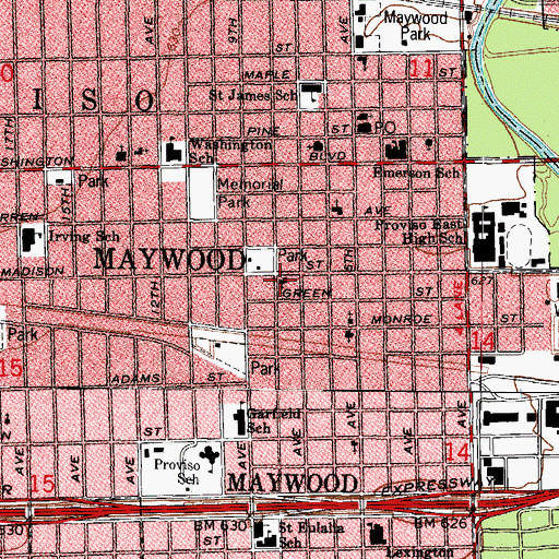 Topographic Map of First Christian Church, IL