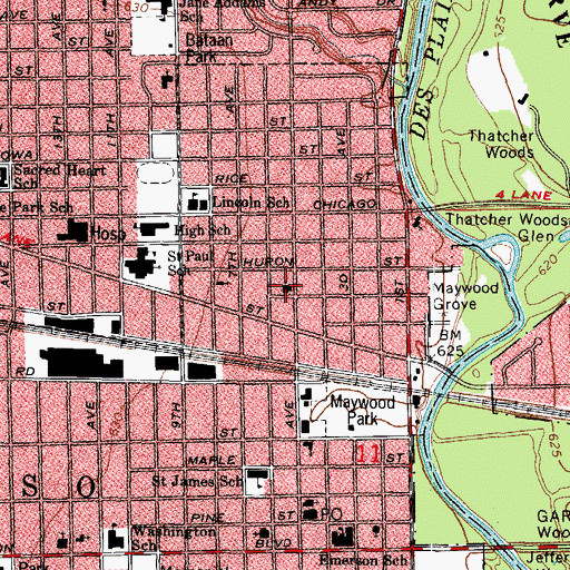 Topographic Map of First Congregational Church, IL