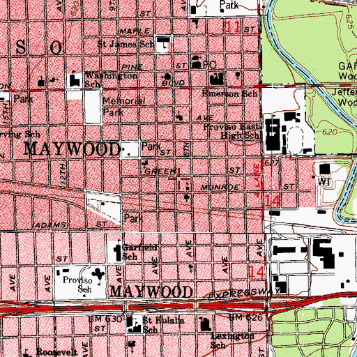 Topographic Map of Salem Tabernacle Church, IL