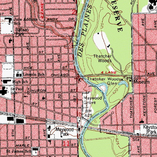 Topographic Map of Woodside Bible Chapel, IL