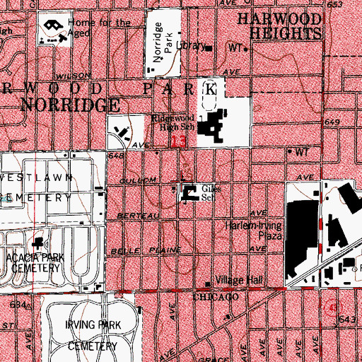 Topographic Map of Acacia Park Evangelical Lutheran Church, IL