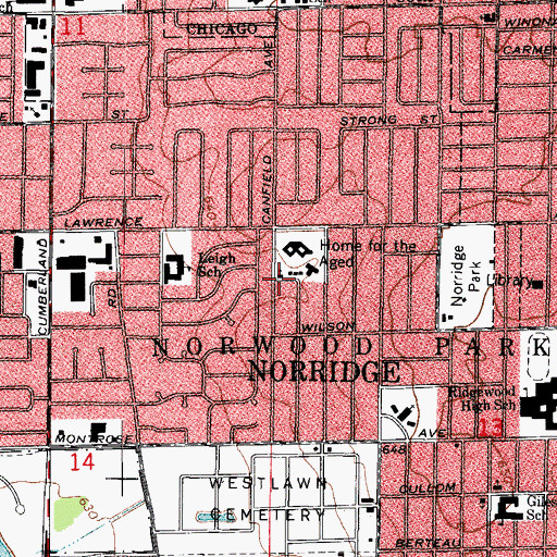Topographic Map of Church of Our Savior, IL