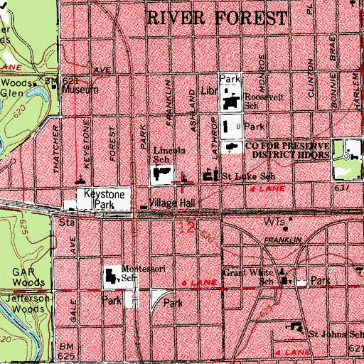 Topographic Map of Christ Episcopal Church, IL