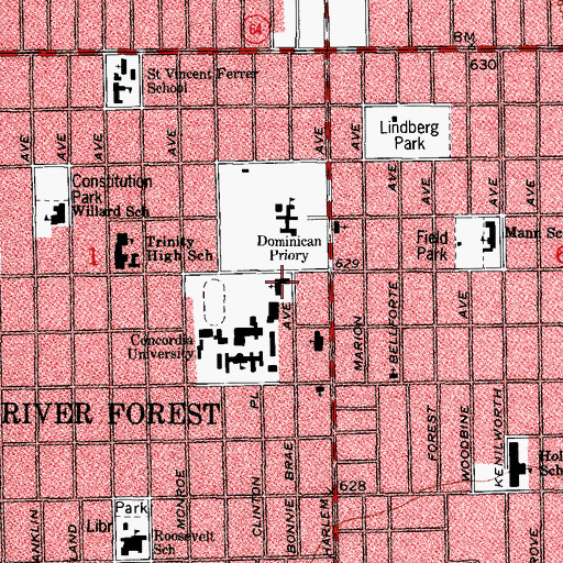 Topographic Map of Grace Evangelical Lutheran Church, IL