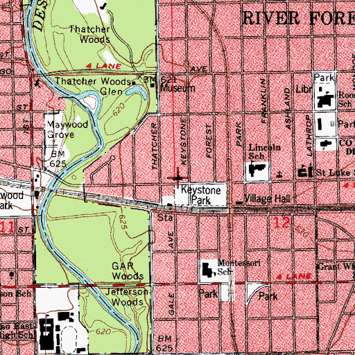 Topographic Map of River Forest Methodist Church, IL