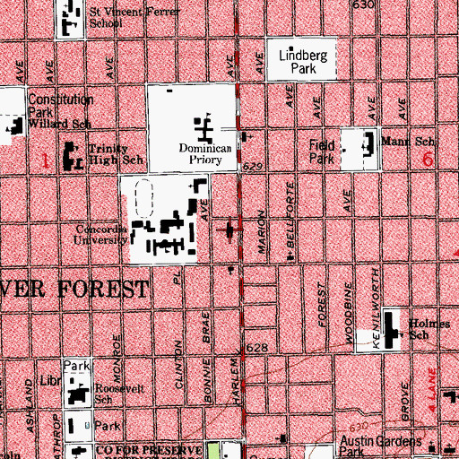 Topographic Map of West Suburban Temple Har Zion, IL