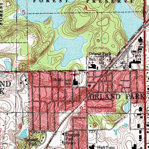 Topographic Map of Saint Michael's Church, IL