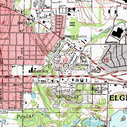 Topographic Map of Wright Avenue Park, IL