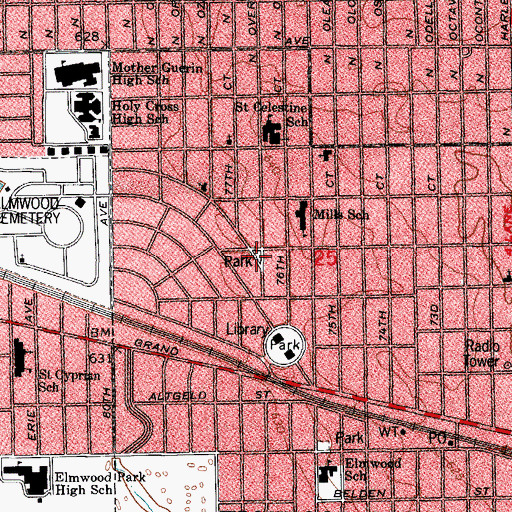 Topographic Map of Triangle Park, IL