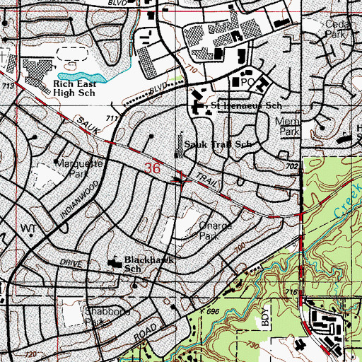 Topographic Map of Church of the Holy Family, IL