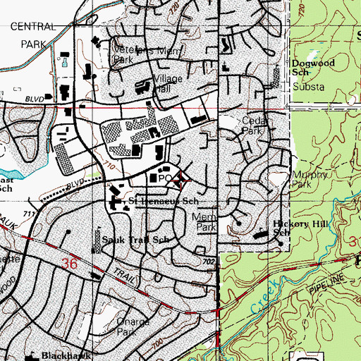 Topographic Map of Faith United Protestant Church, IL