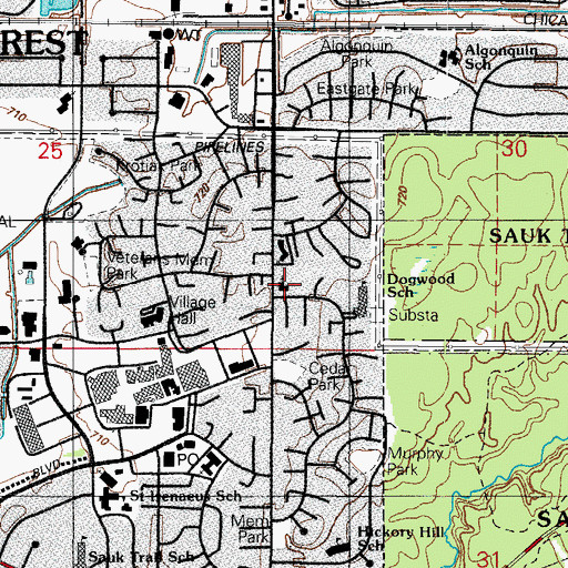 Topographic Map of Hallelujah Temple Ministries, IL