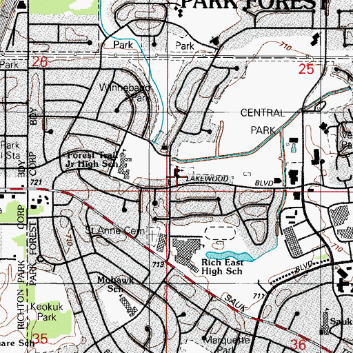 Topographic Map of Saint Paul's - Good Shepherd Church, IL