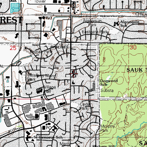 Topographic Map of Trinity Lutheran Church, IL