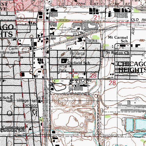 Topographic Map of Elim Pentecostal Holiness Church, IL