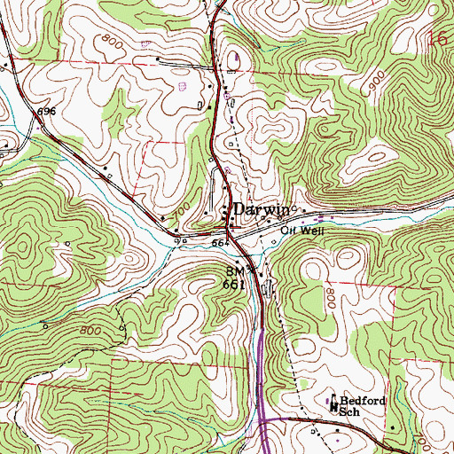Topographic Map of Darwin Post Office (historical), OH