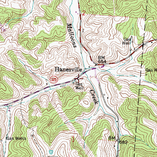 Topographic Map of Hanesville Post Office (historical), OH