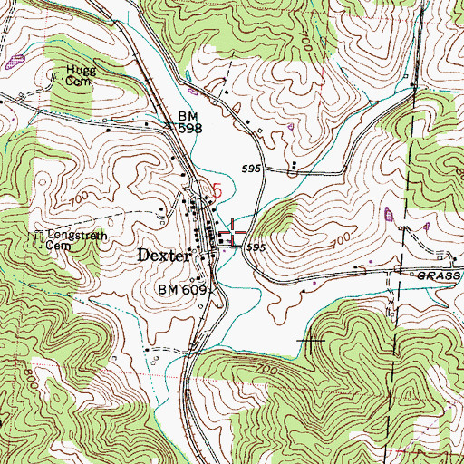 Topographic Map of Dexter Post Office, OH