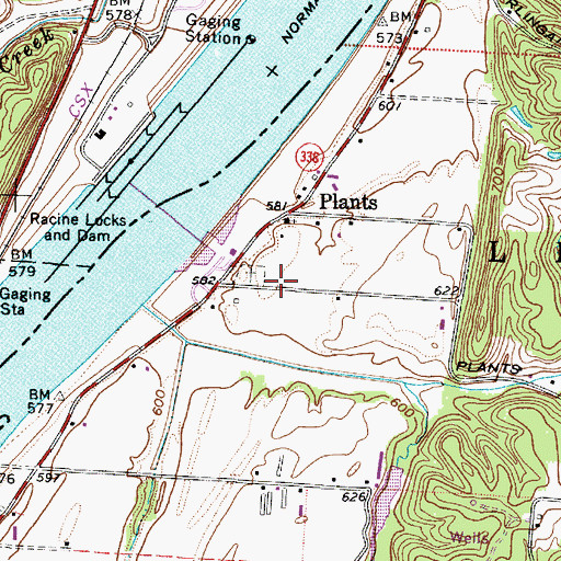 Topographic Map of Plants Post Office (historical), OH