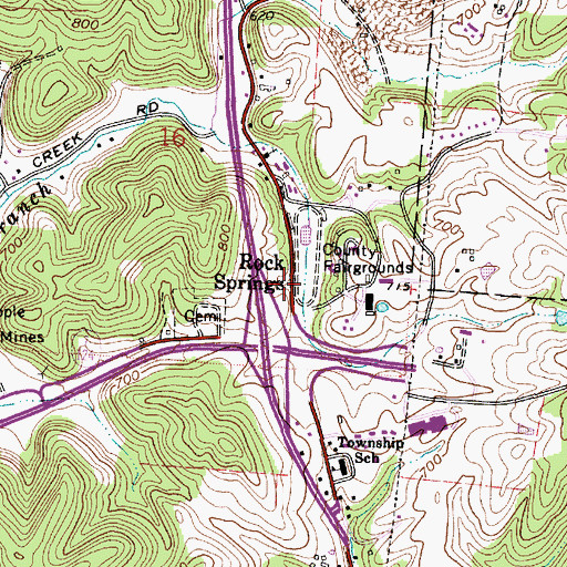 Topographic Map of Rock Springs Post Office (historical), OH