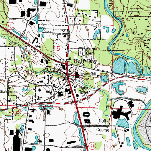 Topographic Map of Lincolnshire Village Hall, IL