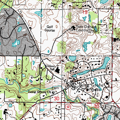 Topographic Map of Long Grove Village Hall, IL